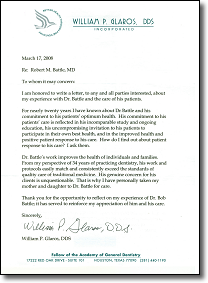 Testimonial Letter - Dr. Glaros